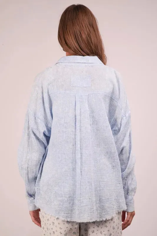 VERY J Plus Size Mineral Washed Gauze Shirt sold by Charming Charlie product image thumbnail 2