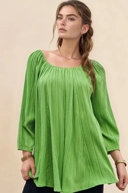 Davi & Dani Crinckled Texture Fabric Round Neck Swing Top sold by Charming Charlie product image thumbnail 4