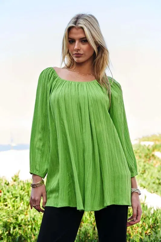 Davi & Dani Crinckled Texture Fabric Round Neck Swing Top sold by Charming Charlie product image thumbnail 5