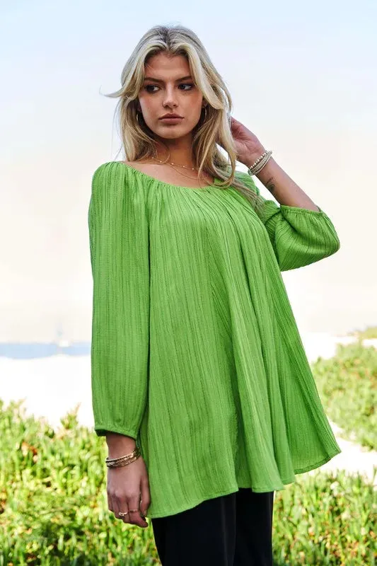 Davi & Dani Crinckled Texture Fabric Round Neck Swing Top sold by Charming Charlie product image thumbnail 2