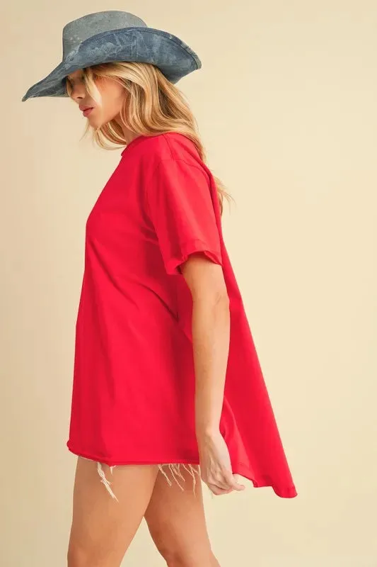 Aemi+Co Round Neck Short Sleeve Oversized T-Shirt sold by Charming Charlie product image thumbnail 3