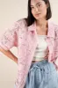 VERY J Plus Size Oversized Crochet Button Down Shirt Top sold by Charming Charlie