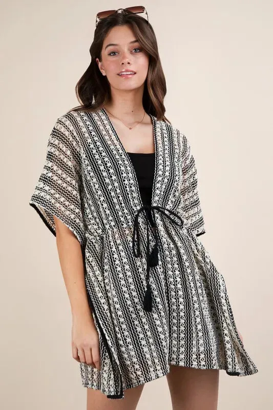VERY J Plus Size Striped Poncho Boho Cardigan sold by Charming Charlie product image thumbnail 4