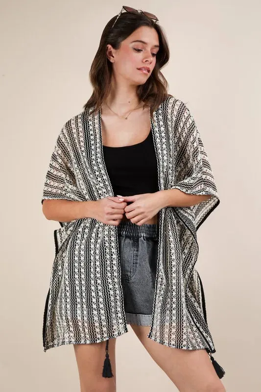 VERY J Plus Size Striped Poncho Boho Cardigan sold by Charming Charlie