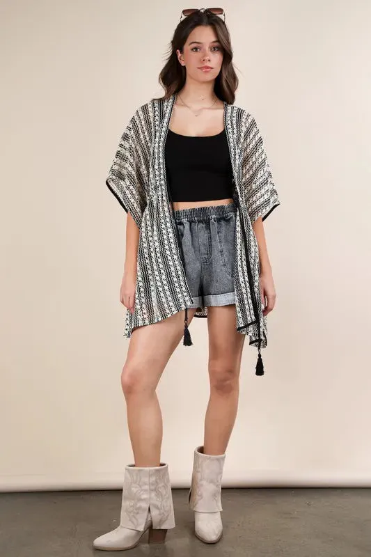 VERY J Striped Poncho Boho Cardigan sold by Charming Charlie