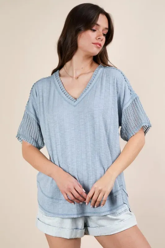 VERY J Oversized Contrast Knit Comfy Casual Top sold by Charming Charlie product image thumbnail 2
