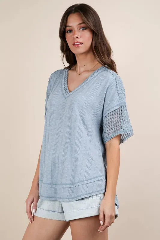 VERY J Oversized Contrast Knit Comfy Casual Top sold by Charming Charlie product image thumbnail 3