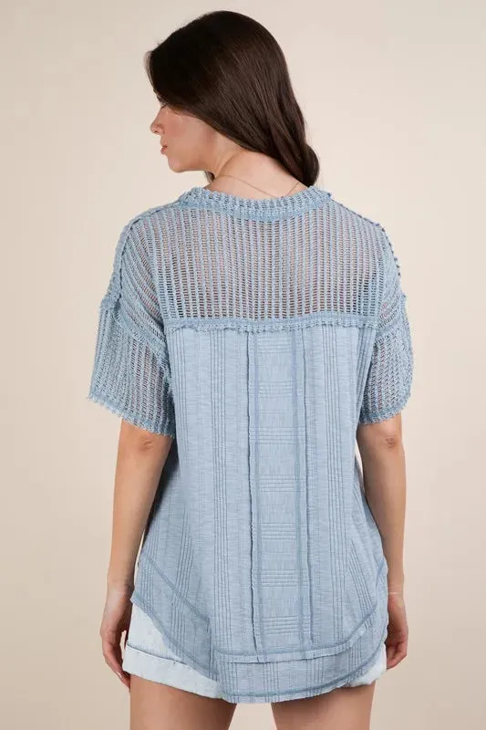 VERY J Oversized Contrast Knit Comfy Casual Top sold by Charming Charlie product image thumbnail 4