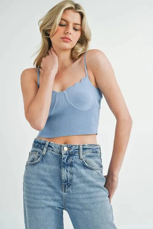 MABLE Scalloped Edge Ribbed Knit Cami sold by Charming Charlie