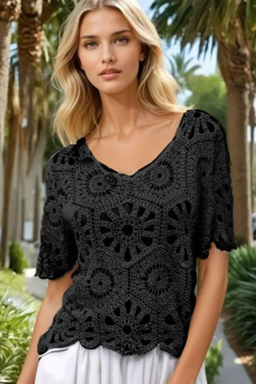 ADORA Crochet Short Sleeve Top sold by Charming Charlie product image thumbnail 2