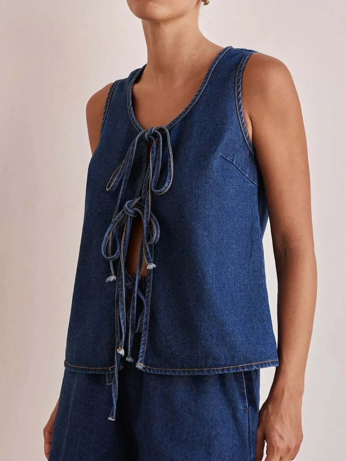 Tie Front Denim Vest sold by Charming Charlie product image thumbnail 3