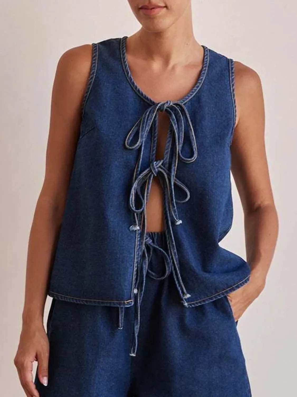 Tie Front Denim Vest sold by Charming Charlie product image thumbnail 2