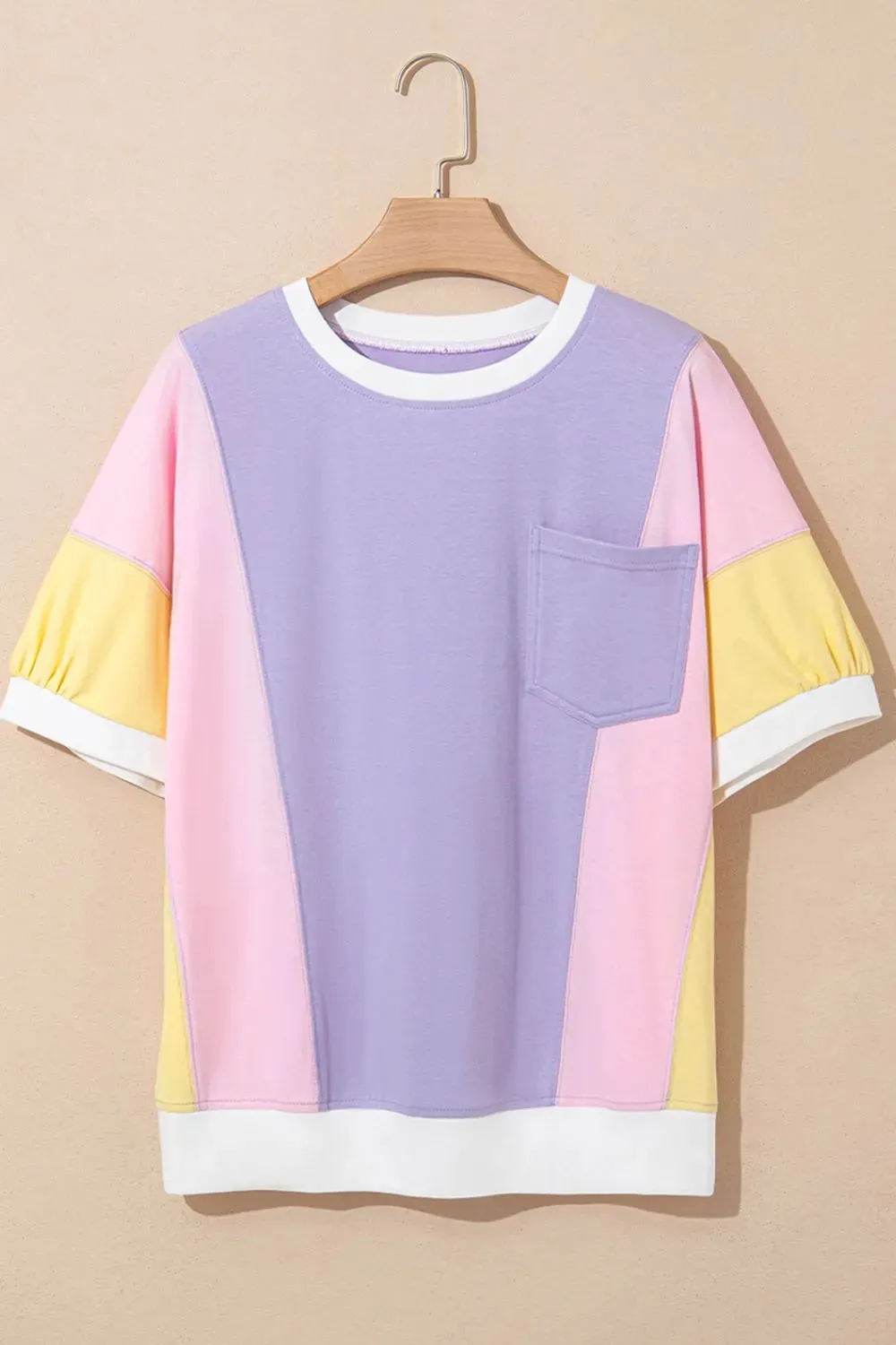 Color Block Patchwork Half Sleeve Oversized T Shirt sold by Charming Charlie product image thumbnail 4