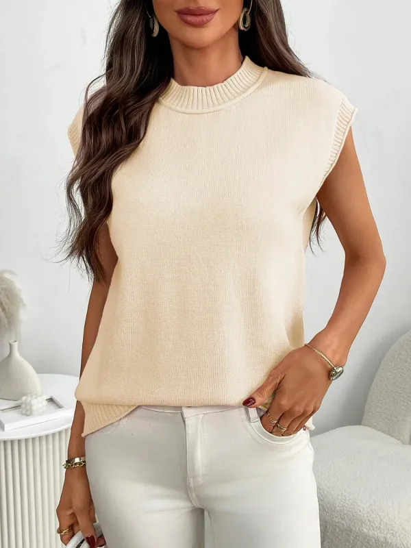 Mock Neck Cap Sleeve Knit Top sold by Charming Charlie