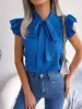 Ruffled Tie Neck Cap Sleeve Blouse sold by Charming Charlie