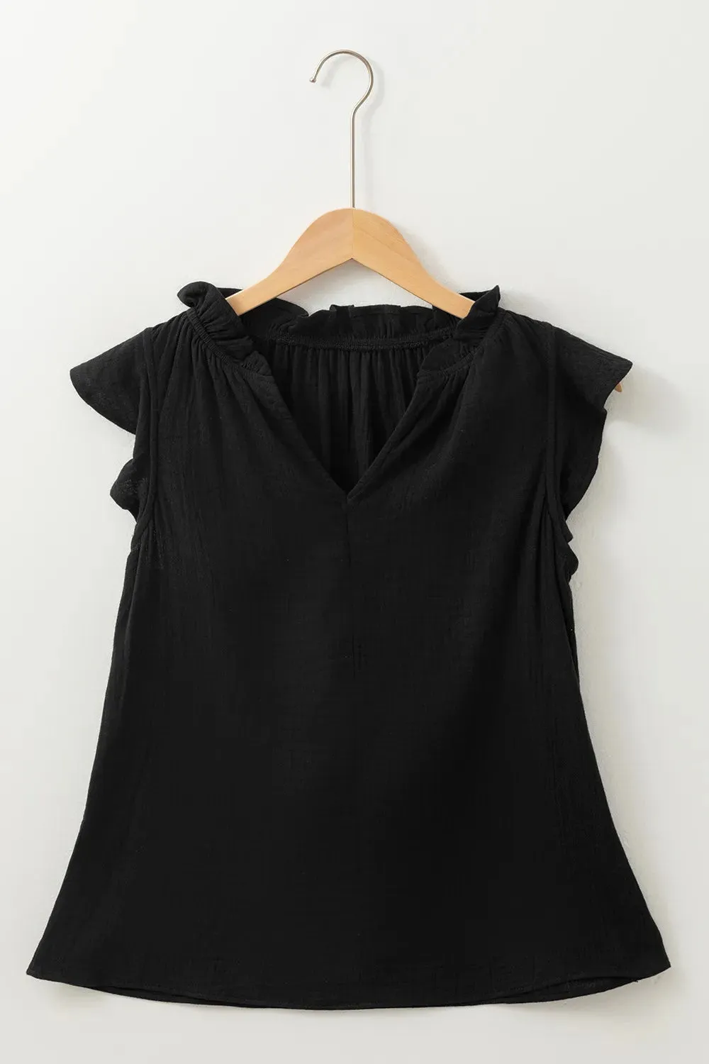 Ruffled Shoulder Notched Shift Tank Top sold by Charming Charlie product image thumbnail 3