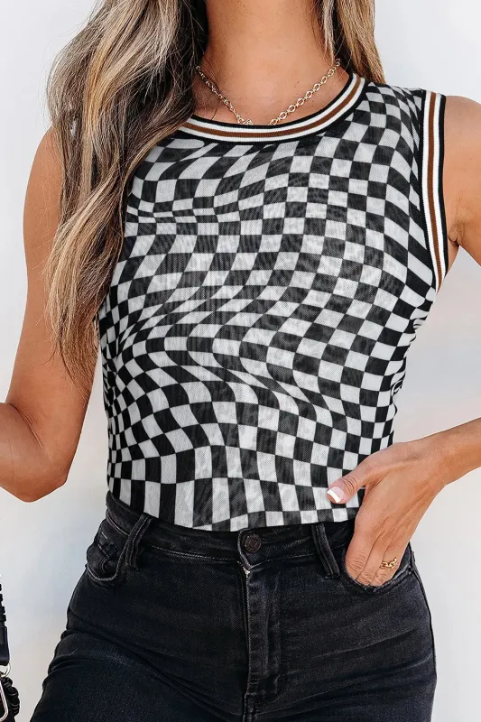 Checkered Round Neck Tank sold by Charming Charlie