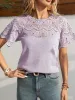 Round Neck Short Sleeve Crochet Top sold by Charming Charlie