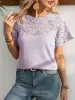 Round Neck Short Sleeve Crochet Top sold by Charming Charlie