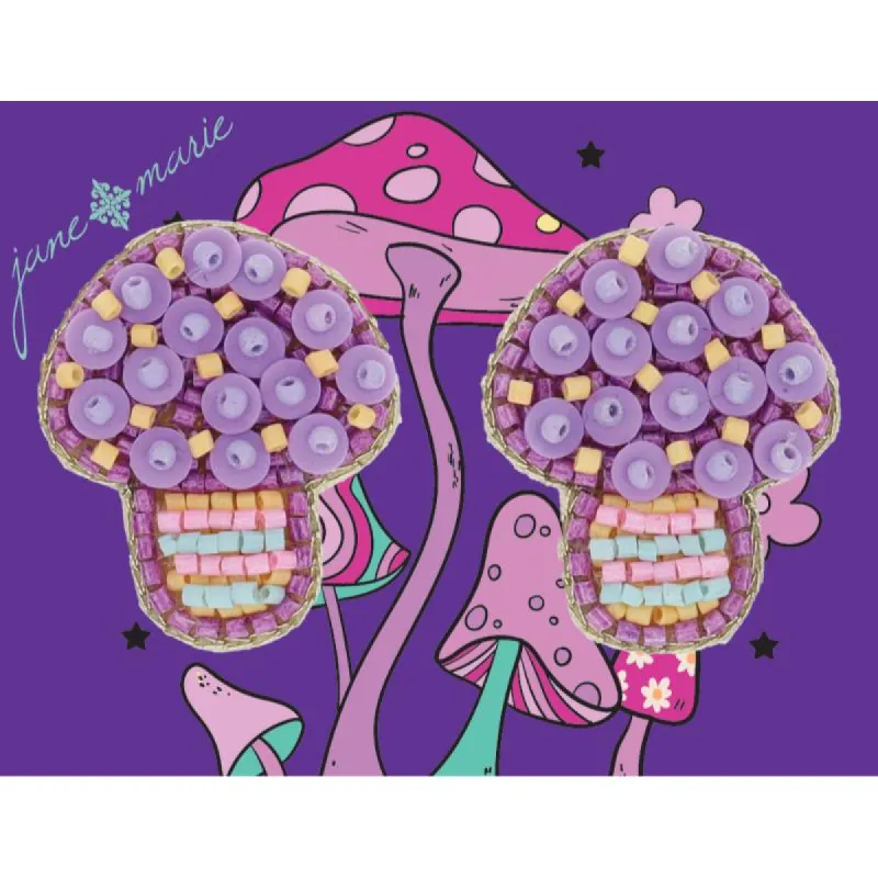 Purple, Lilac, Peach, Pink, Mint Multi Beaded Mushroom Earrings, 1.15" Top to Bottom sold by Charming Charlie