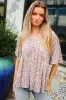 Find Love Beige Animal Print V Neck Short Sleeve Knit Top sold by Charming Charlie