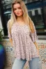 Find Love Beige Animal Print V Neck Short Sleeve Knit Top sold by Charming Charlie