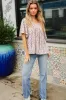 Find Love Beige Animal Print V Neck Short Sleeve Knit Top sold by Charming Charlie