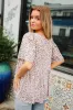 Find Love Beige Animal Print V Neck Short Sleeve Knit Top sold by Charming Charlie
