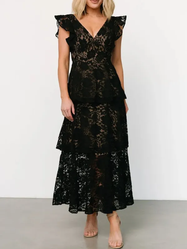 Lace Layered Ruffled Cap Sleeve Dress sold by Charming Charlie