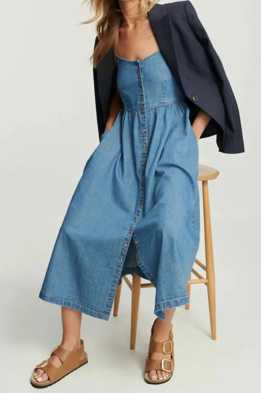 Button Front Denim Cami Dress sold by Charming Charlie