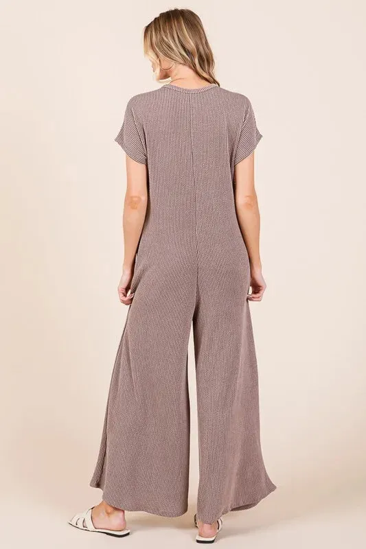 BOMBOM Rib Knit Jumpsuit with Button Detail sold by Charming Charlie product image thumbnail 3