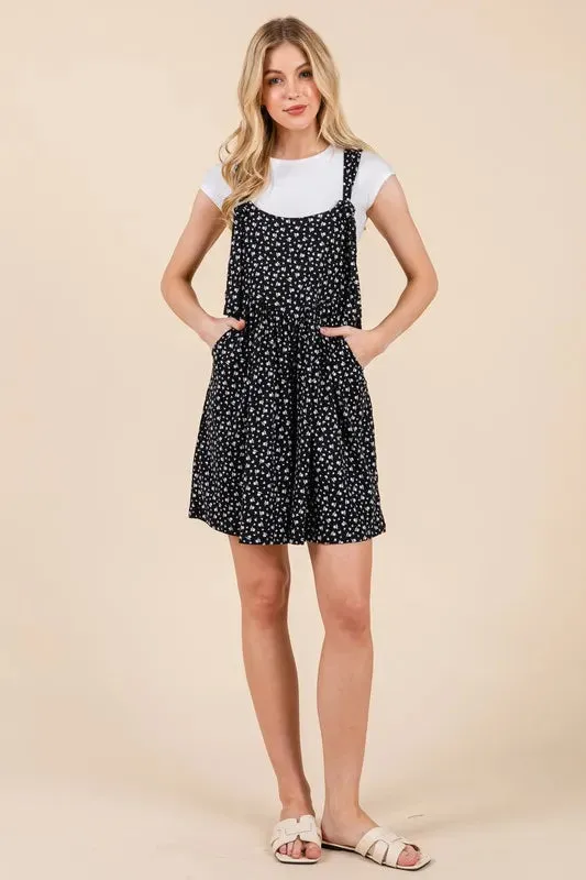 BOMBOM Floral Print Overalls with Pockets sold by Charming Charlie