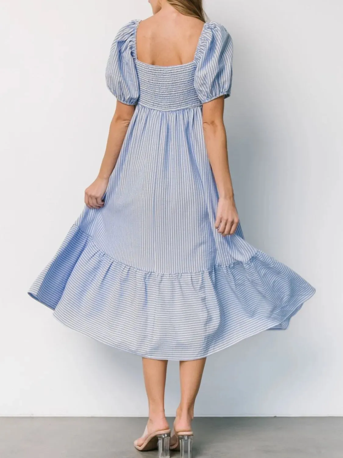 Striped Sweetheart Neck Puff Sleeve Midi Dress sold by Charming Charlie product image thumbnail 5