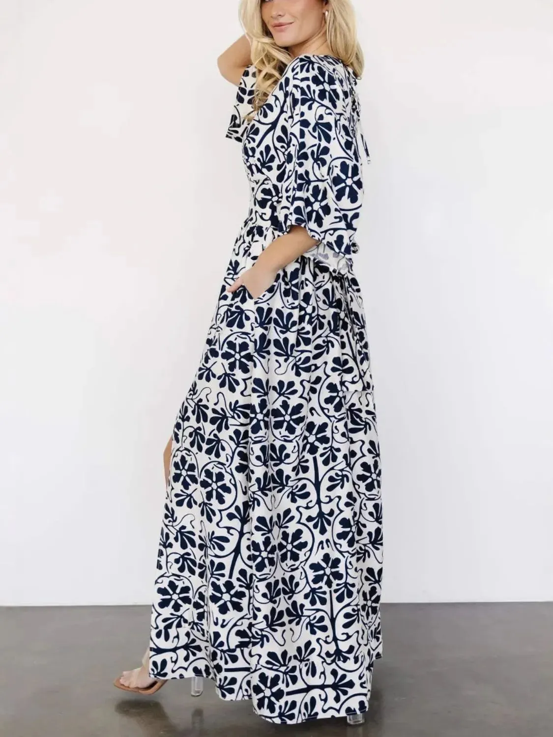 Slit Printed V-Neck Half Sleeve Dress sold by Charming Charlie product image thumbnail 4