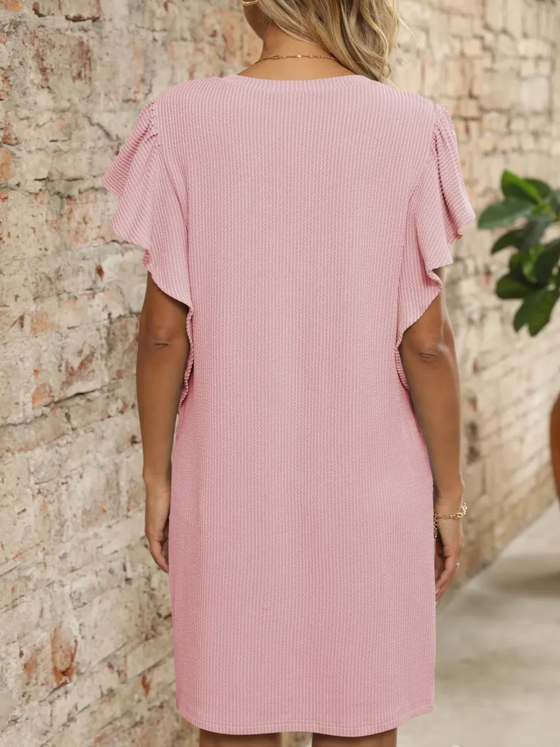 Ruffled V-Neck Cap Sleeve Mini Dress sold by Charming Charlie product image thumbnail 4