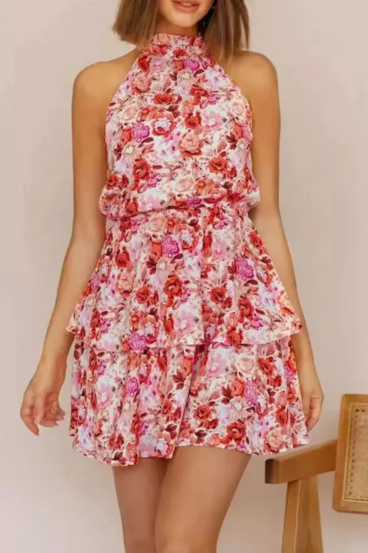Floral Halter Neck Mini Dress sold by Charming Charlie