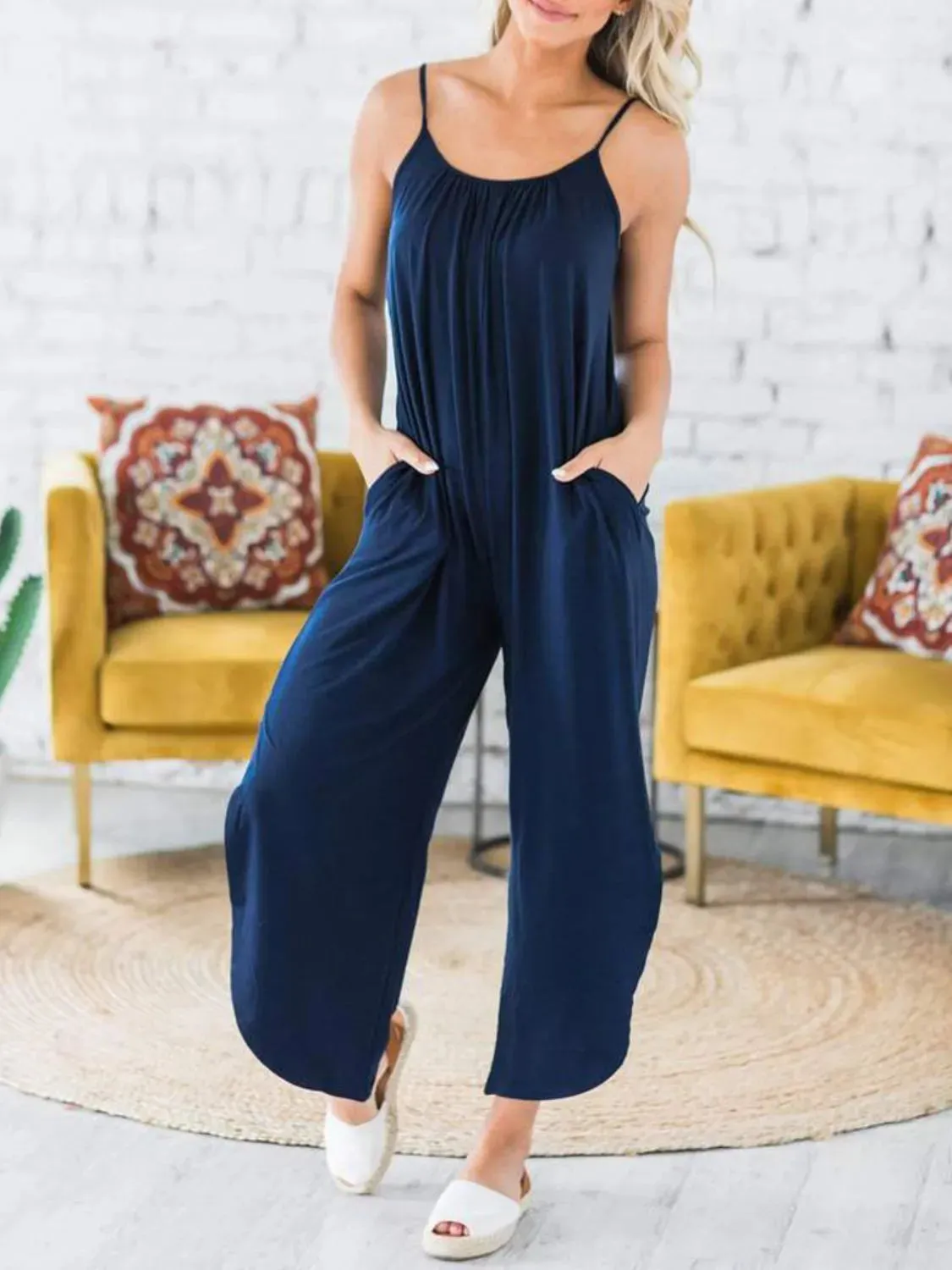 Slit Spaghetti Strap Jumpsuit with Pockets sold by Charming Charlie product image thumbnail 2