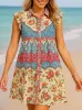 Rose Floral Ethnic Print Ruffle Mini Dress sold by Charming Charlie