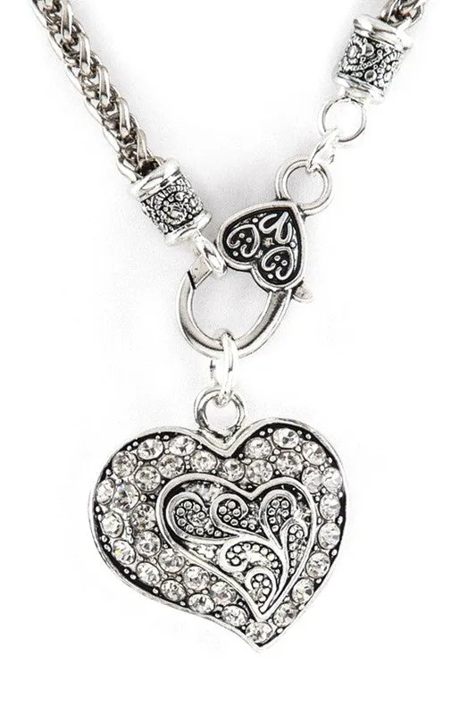 Crystal Swirl Heart Pendant Necklace Set sold by Charming Charlie product image thumbnail 2