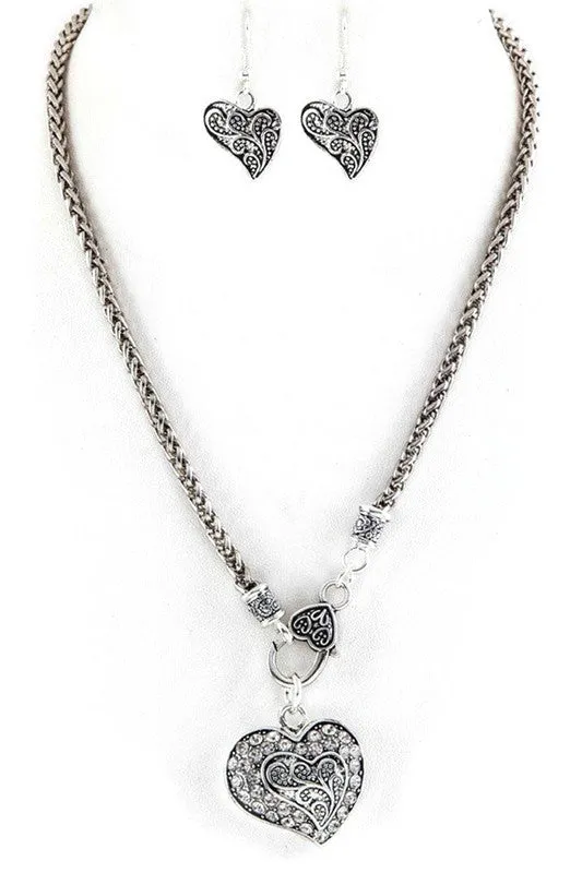 Crystal Swirl Heart Pendant Necklace Set sold by Charming Charlie