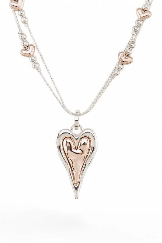 2 Tone Heart Pendant Necklace Set sold by Charming Charlie