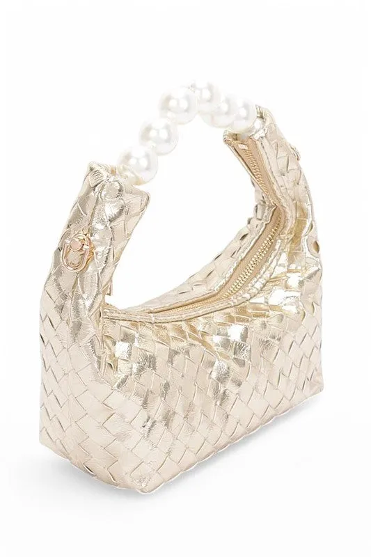 Pearl Handle Metallic Small Convertible Clutch Bag sold by Charming Charlie