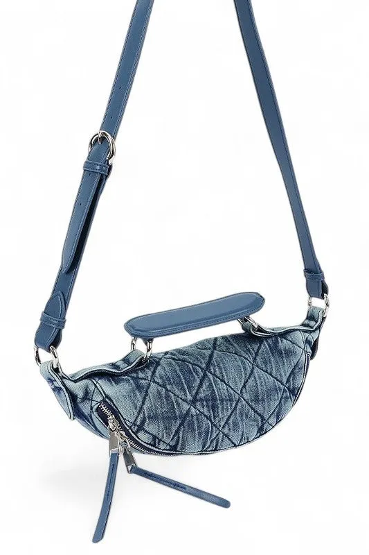 Quilted Denim Top Handle Swing Bag sold by Charming Charlie