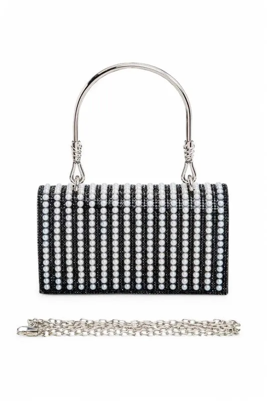 Pearl Accent Top Handle Convertible Clutch sold by Charming Charlie