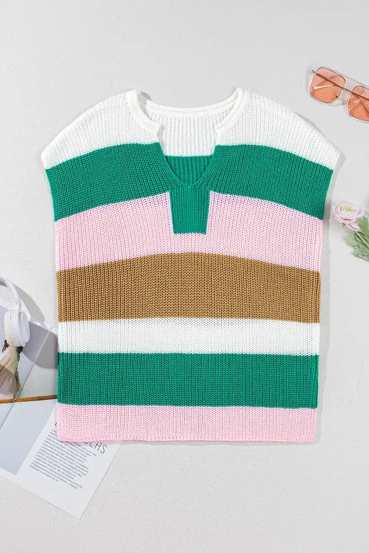 Cotton Colorblock Notch V Neck Knit T Shirt sold by Charming Charlie product image thumbnail 4