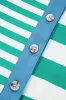 Green Stripe Color Collar Half Buttons T Shirt Top sold by Charming Charlie