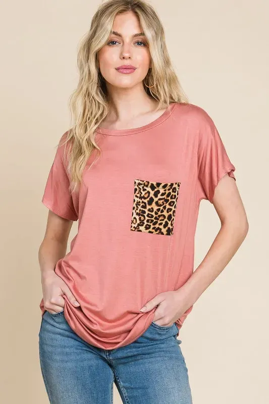 BOMBOM Leopard Chest Pocket Tee sold by Charming Charlie product image thumbnail 3