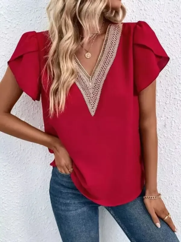 V-Neck Petal Sleeve Blouse sold by Charming Charlie