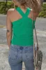 Ribbed Criss Cross Halter Neck Sheath Sweater Tank Top sold by Charming Charlie