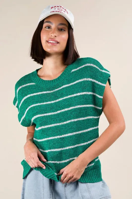 VERY J Striped Knit Sweater Vest Top sold by Charming Charlie